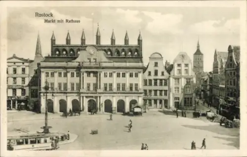 Ak Hansestadt Rostock, Markt mit Rathaus
