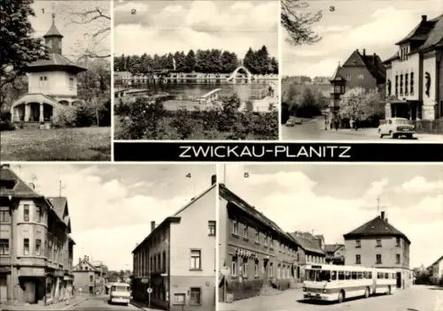 Ak Planitz Zwickau in Sachsen, Teehaus im Schlosspark, Freibad, Kino Capitol, Wilhelm-Scholle-Platz