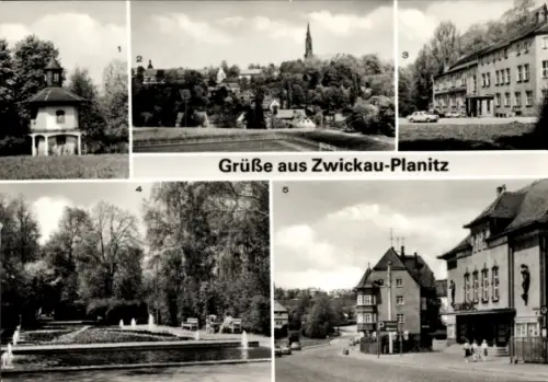 Ak Planitz Zwickau in Sachsen, Teehäuschen im Schlosspark, Teilansicht, Kulturhaus Grubenlampe
