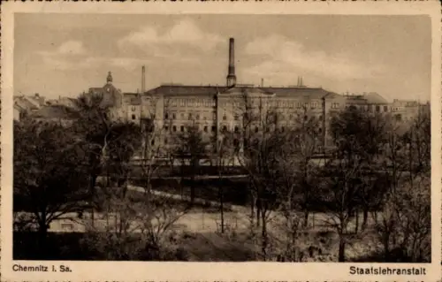 Ak Chemnitz in Sachsen, Chemnitz i. Sa., Staatslehranstalt,  Gebäude, optische Textur