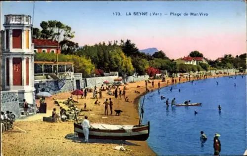 Ak La Seyne sur Mer Var, Plage de Mar Vivo