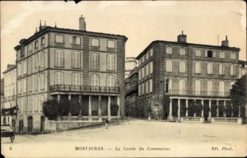 Ak Montauban Tarn et Garonne, Le Cercle du Commerce, zwei Gebäude, Straßenansicht