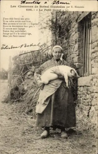 CPA Chanons de Botrel, Le Petit Goret