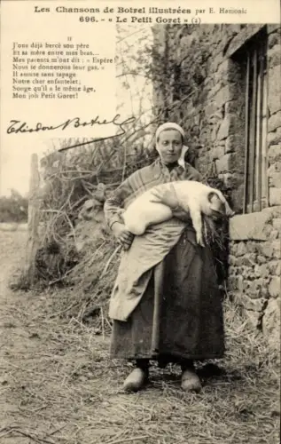 CPA Chanons de Botrel, Le Petit Goret