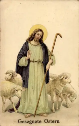 Ak Glückwunsch Ostern, Jesus, Lämmer