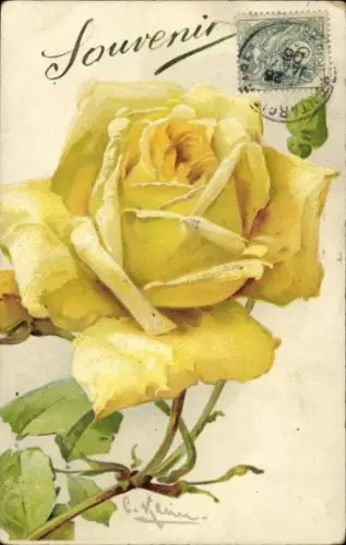 Präge Künstler Ak Klein, C., Gelbe Rose