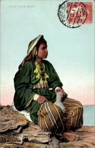 Ak Maghreb, Araberin in Tracht, Wasserkrug