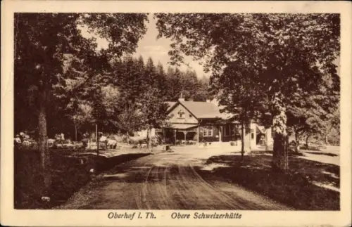 Ak Oberhof im Thüringer Wald,  Obere Schweizerhütte, Wald, Straßenansicht