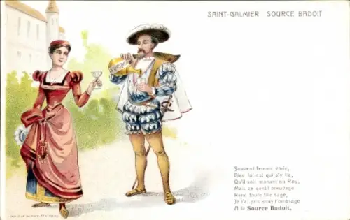 Ak Saint Galmier Loire, Source Badoit, Reklame, Souvent femme varie