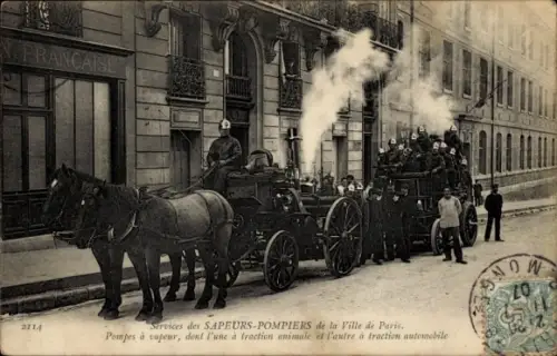 CPA Sapeurs-Pompiers de Paris, Pompes a vapeur
