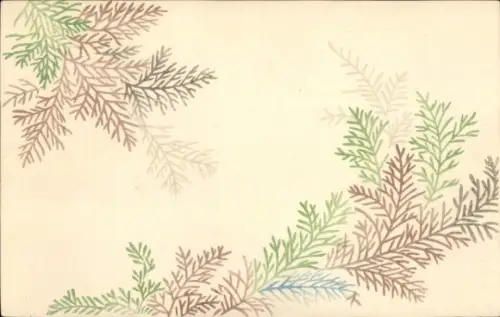 Ak Kitsch, Ornament, Tannenzweige