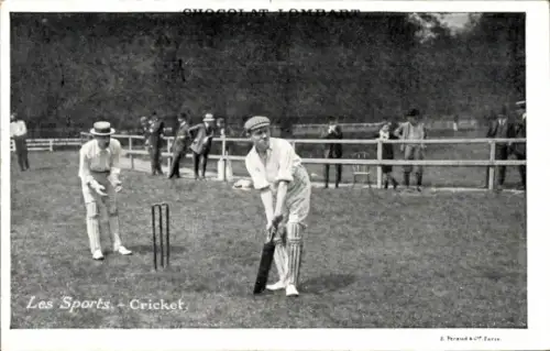 Ak Cricket, Spieler auf dem Spielfeld, Werbung, Schokolade Lombart
