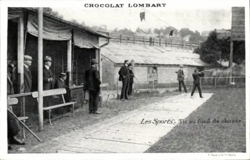 Ak Les Sports, Tir au fusil de chasse, Reklame, Chocolat Lombart