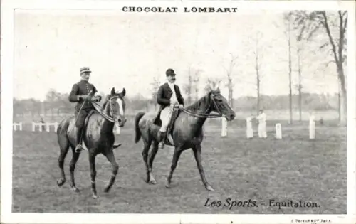 Ak Les Sports, Equitation, Reklame, Chocolat Lombart