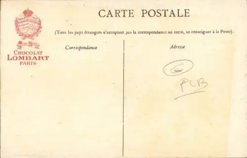 CPA Sport, Course de bicyclettes sur route, Reklame, Chocolat Lombart