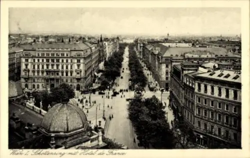 Ak Wien 1 Innere Stadt,  Schottentorgasse, Hotel de France, Stadtansicht, Menschen auf der Straße