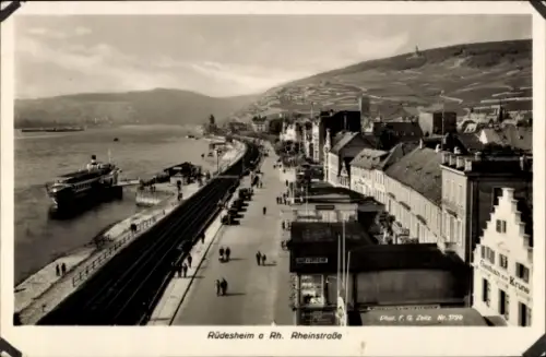 Ak Rüdesheim am Rhein, Rheinstraße, Dampfer, Anleger