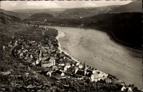 Ak Kamp Bornhofen am Rhein, Gesamtansicht, Blick nach Bad Salzig