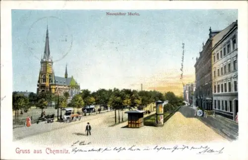 Ak Chemnitz in Sachsen, Neustädter Markt, Grüße aus  