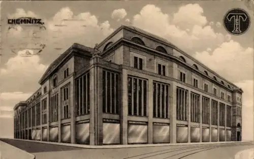 Ak Chemnitz in Sachsen, Johannesplatz, Neubau Warenhaus H. & C. Tietz