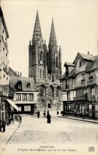 Ak Saint Lô Manche, Kirche Notre-Dame, vue de la rue Thiers
