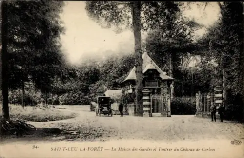 CPA St Leu la Forêt Val d'Oise, La Maison des Gardes el l'entree du Château de Corbon