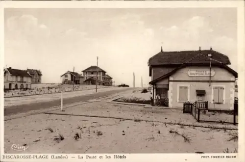 Ak Biscarosse Plage Landes, La Poste et les Hôtels