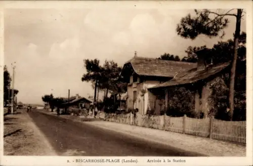 Ak Biscarrosse Plage Landes, Arrivée à la Station