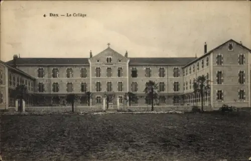 Ak Dax Landes, Le Collège,  Architektur, Palmen, Gartenanlage, sepia-farbene 