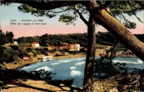 Ak Sanary sur Mer Var, Effet de vagues a Port Issol