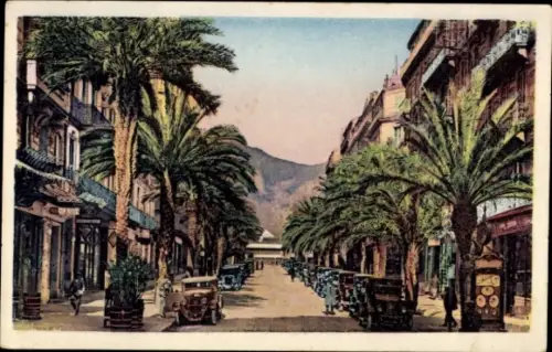 Ak Toulon Var, Prachtvolle Allee mit Palmen, elegante Fahrzeuge,  Gebäude