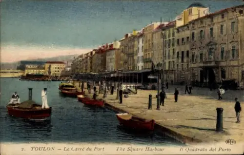 Ak Toulon Var, Hafenansicht, Boote am Ufer, Gebäude an der Promenade