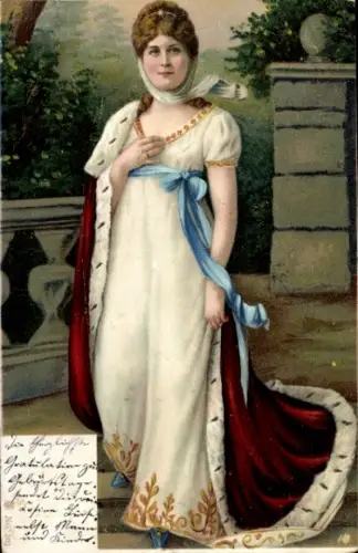 Litho Königin Luise von Mecklenburg-Strelitz, Luise von Preußen, Standportrait