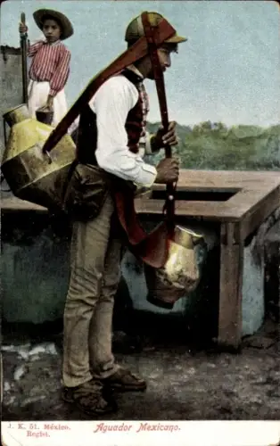 Ak Mexiko, Aguador Mexicano, Wasserträger, Mexikaner