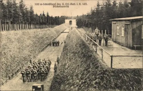 Ak Bischofswerda in Sachsen, 300m-Schießstand II. Ers. Batl. I. R. 103