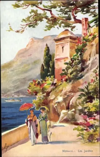 Künstler Ak Monaco, les Jardins