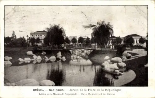 Ak São Paulo Brasilien, Jardin de la Place de la République, Brasilien, São Paulo, 