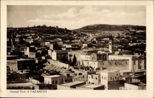 Ak Nazaret Nazareth Israel, Allgemeine Ansicht von  Stadtansicht, Landschaft