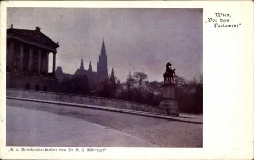 Ak Wien 1 Innere Stadt,  Vor dem Parlament, Autochromaufnahme, Dr. N. G. Röttinger