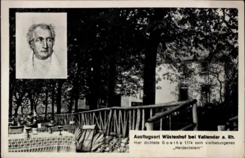 Ak Vallendar am Rhein, Restaurant Wüstenhof, Goethe