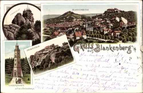 Litho Blankenburg am Harz, Großvater, Kaiserwarte, Regenstein