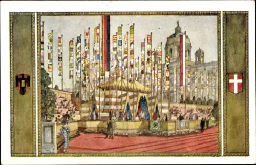 Wappen Künstler Ak Schüle, Wien I Innere Stadt, Festzelt am Burgring, 10 Deutsches Sängerbundesfest
