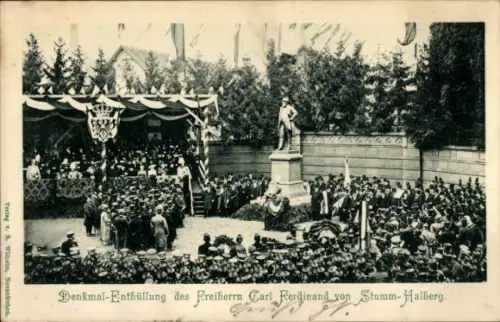 Ak Saarbrücken, Denkmal Enthüllung, Freiherr Carl Ferdinand von Stumm Halberg
