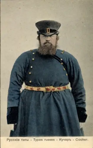 CPA Types russes, Cocher
