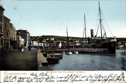 Ak Mali Lošinj Lussinpiccolo Kroatien, Dampfer Graf Wurmbrand im Hafen, Österreichischer Lloyd