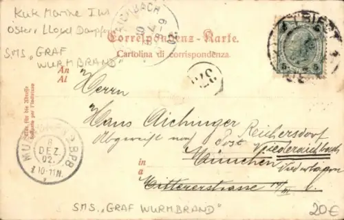 Ak Dampfer Graf Wurmbrand, Österreichischer Lloyd