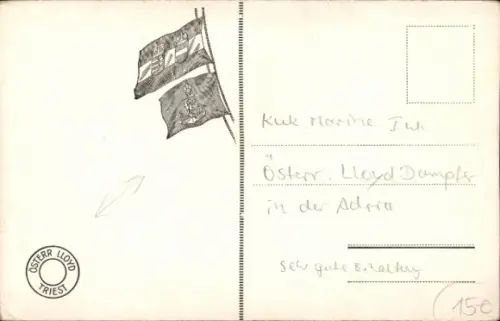 Künstler Ak Dampfer, Österreichischer Lloyd, Mann im Boot