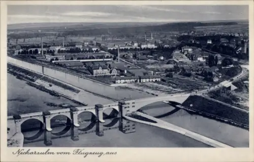 Ak Neckarsulm in Württemberg, Fliegeraufnahme, Brücke