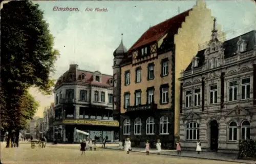 Ak Elmshorn in Holstein, Markt, Geschäft Konfektions- und Modewaren