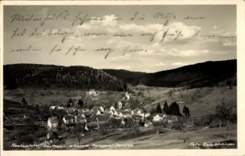 Foto Ak Neulautern Wüstenrot  in Württemberg, Gesamtansicht, Gasthaus zum Lamm, Metzgerei, Pension